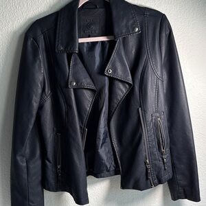 Max Studio Women's Navy /Dark Leather Jacket